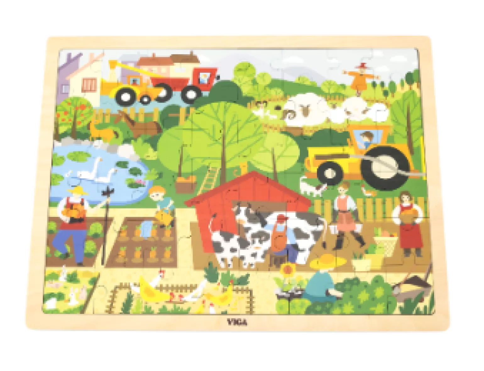 Online - 48 Pcs Puzzle Farm Wooden Toys