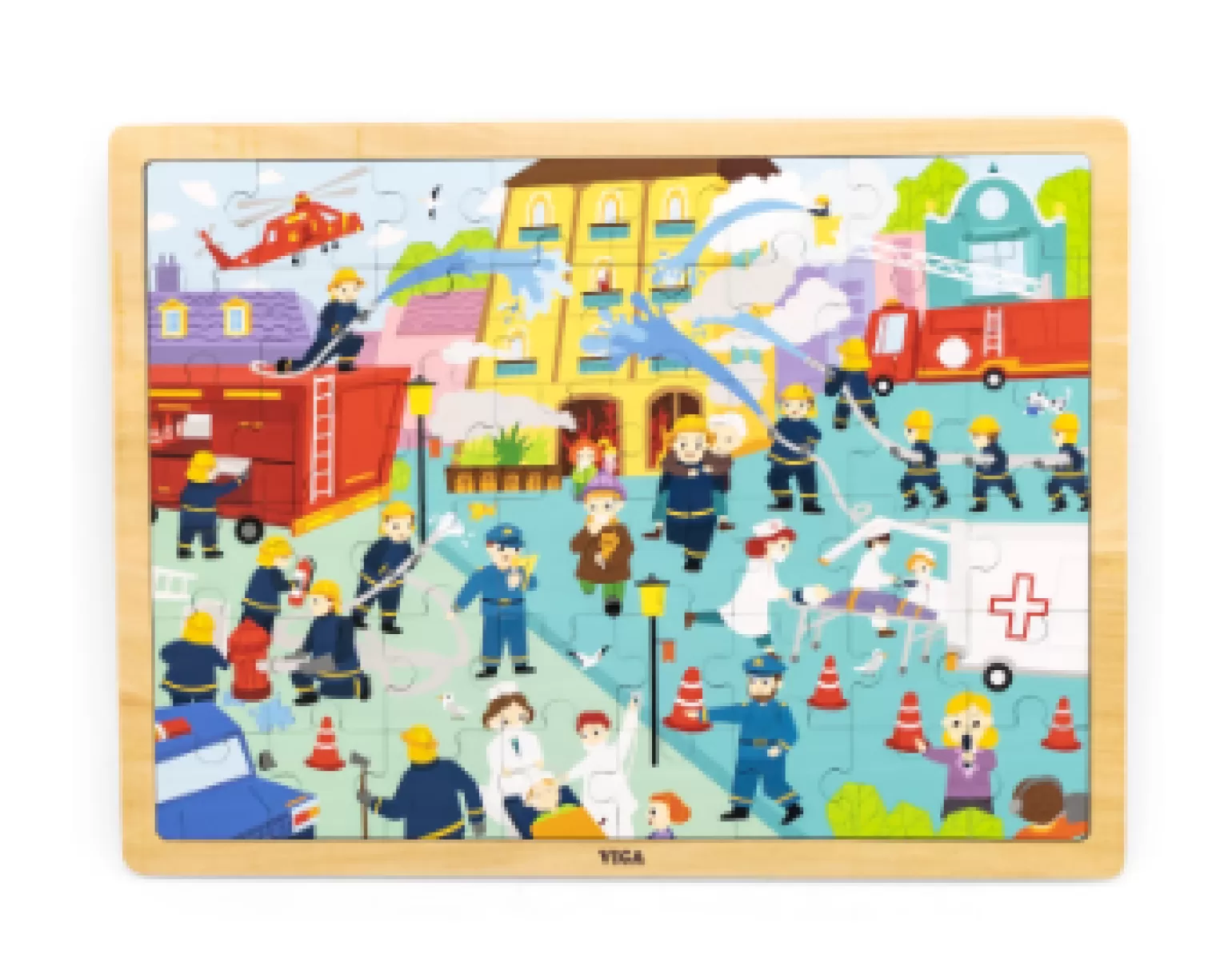 Viga - Wooden Puzzle Fire Fighting 48 Pieces