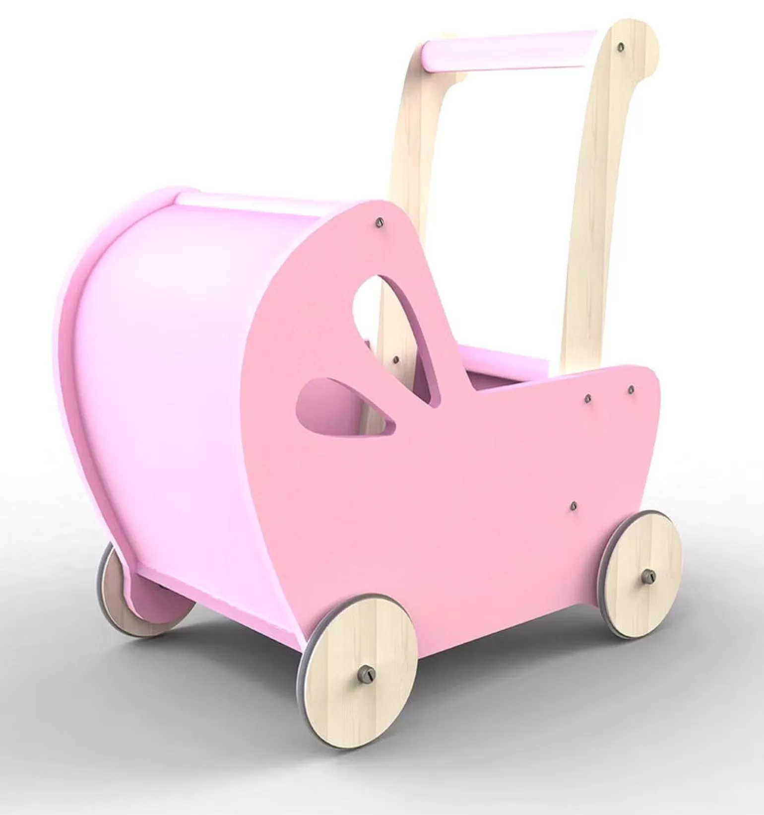 Cheap Wooden Pink Pram In Pink Dolls + Accessories